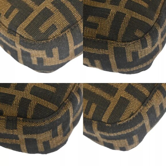 FENDI Logo Mamma Zucca Pattern Shoulder Bag Canvas Leather Brown Italy 662RH389 - Picture 8 of 16